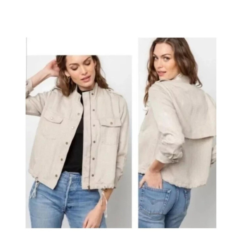 Rails Women's Beige Button Down Long Sleeve Utility Jacket Medium